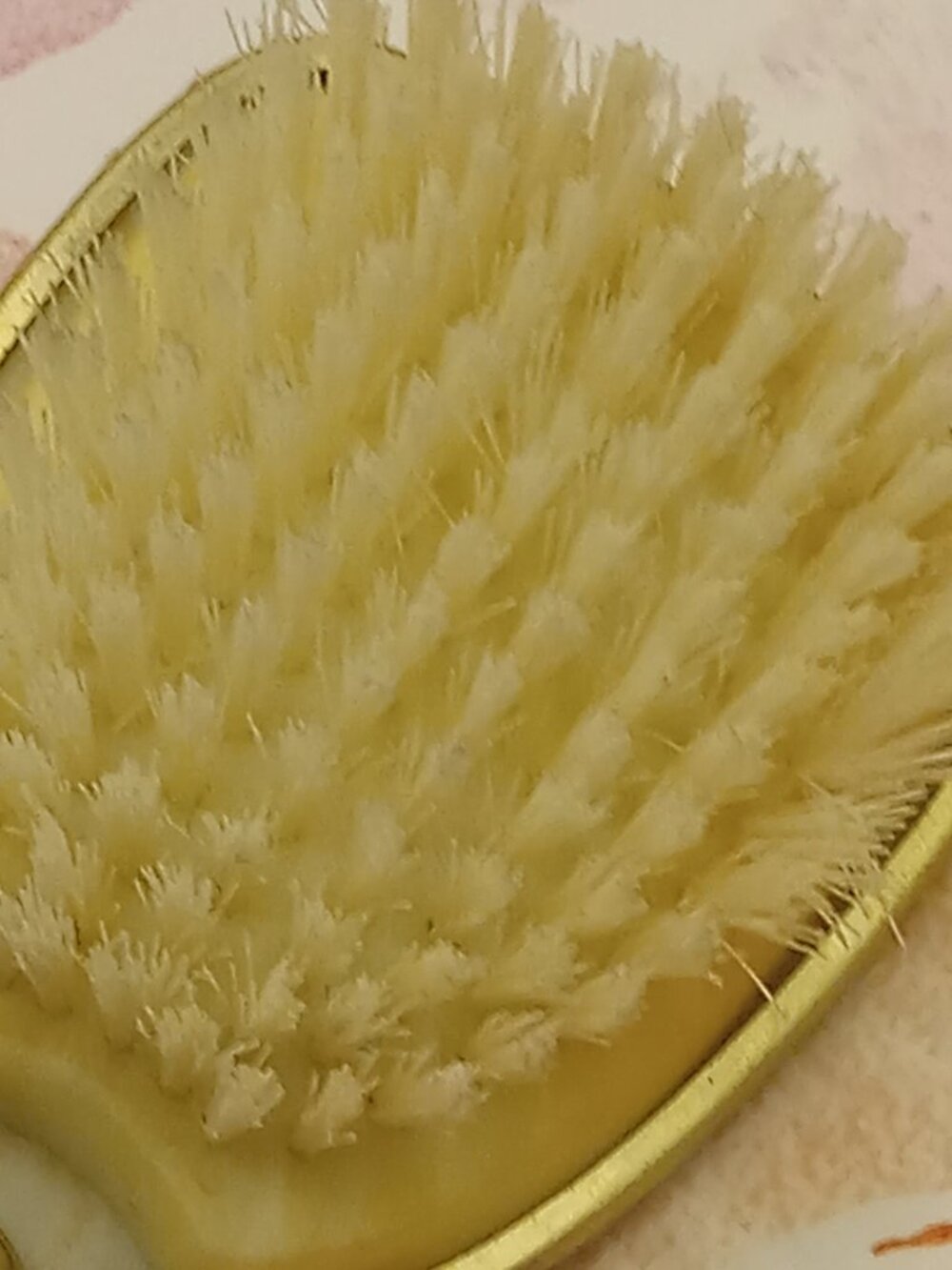 Vintage Vanity Hairbrush Gold Tone Soft Back Orangey Floral Art Deco Boudoir - Picture 11 of 14